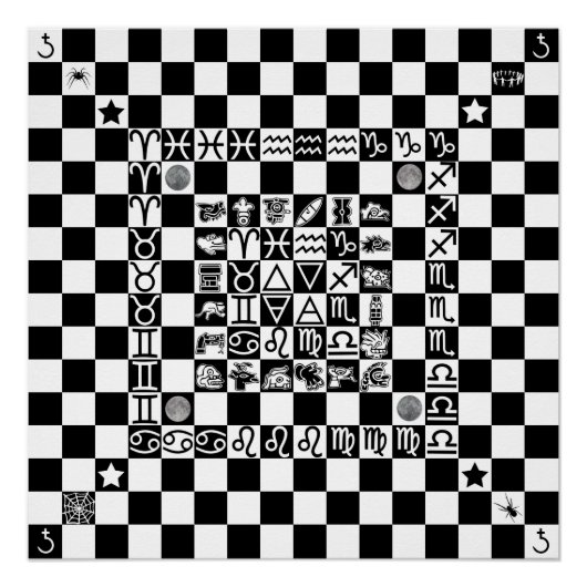 Widdershins Enochian Aztec Magic Ritual Chessboard Perfect Poster (Voorkant)