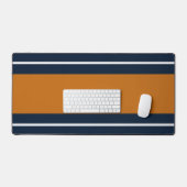 Wide 70s Sinaasappel White Navy Blue Racing Stripe Bureaumat (Keyboard & Muis)