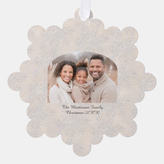 Wide Arch Christmas Photo Light Holly Pattern Ornament Kaart (Voorkant)