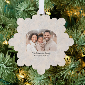 Wide Arch Christmas Photo Light Holly Pattern Ornament Kaart