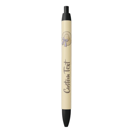 Wide Brimmed Pet Beige Zwarte Inkt Pen (Voorkant Verticaal)