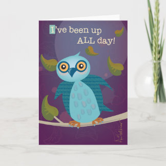 Wide-Eyed Owl in Moonlight Wenskaart Kaart