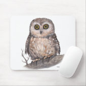 Wide Eyed Owl Wildlife Waterverf Art Muismat (Met muis)