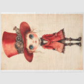 Wide Eyed Steampunk Doll, Rode AM3 Decoupage Tissuepapier (Voorkant)