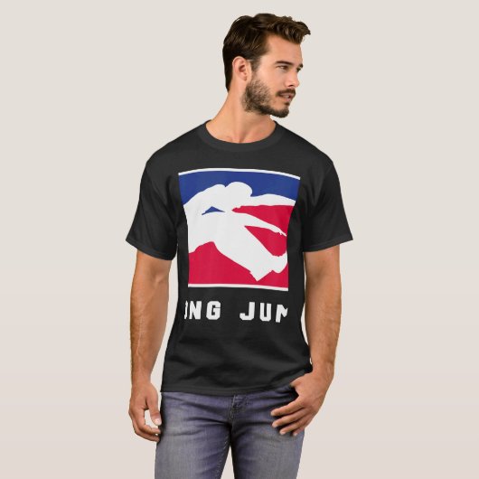 Wide jump athletics sport long spring training t-shirt (Voorkant volledig)