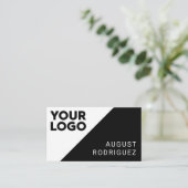 Wide Logo Custom QR Code Black White Geometric Visitekaartje (Staand voorkant)