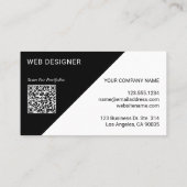 Wide Logo Custom QR Code Black White Geometric Visitekaartje (Achterkant)