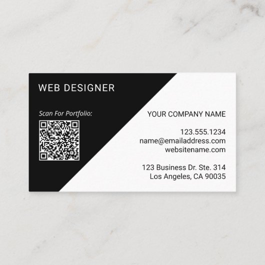 Wide Logo Custom QR Code Black White Geometric Visitekaartje (Achterkant)
