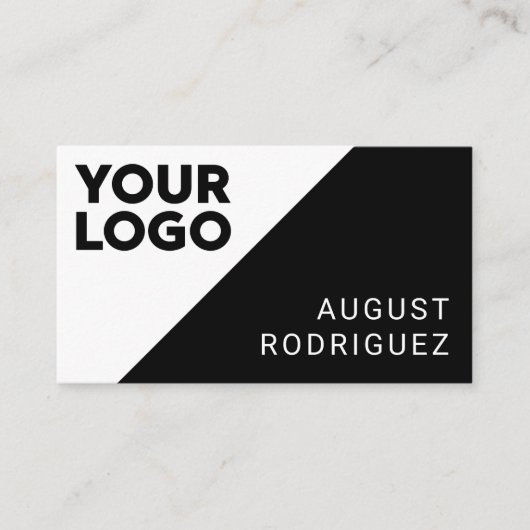 Wide Logo Custom QR Code Black White Geometric Visitekaartje (Voorkant)