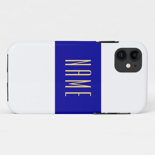 Wide Nautical Navy Blue White Stripes Jouw tekst Case-Mate iPhone Case (Achterkant (horizontaal))