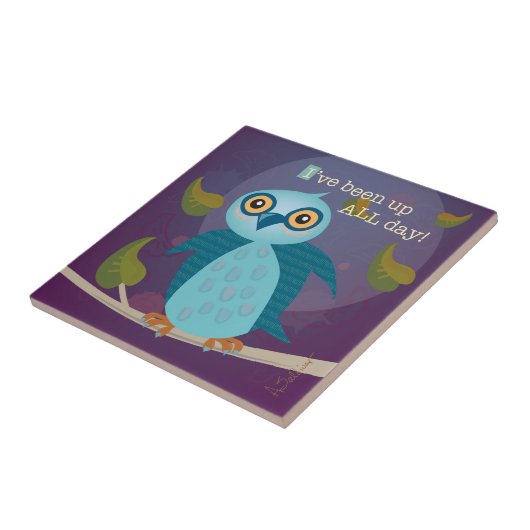 Wide Owl Ceramic Tile Tegeltje (Zijkant)