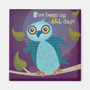 Wide-oyed Owl in Moonlight Magnet