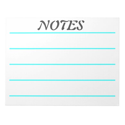 Wide Rule Turquoise Lined Note Paper Notitieblok (Voorkant)
