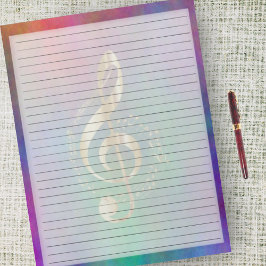 Wide Ruled Gold Music Treble Clef op Colorful Notitieblok