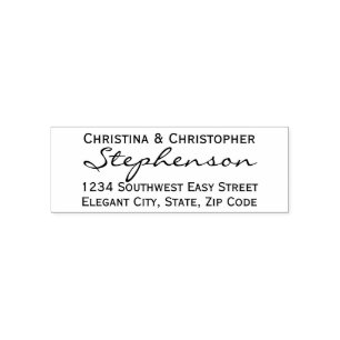 Wide Script Custom Return Address Stamp Zelfinktende Stempel