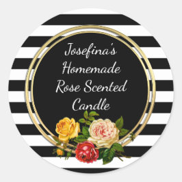 Wide Stripe Roos Custom Candle Canning Jar Ronde Sticker