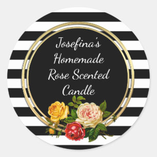 Wide Stripe  Roos Custom Candle Canning Jar Ronde Sticker