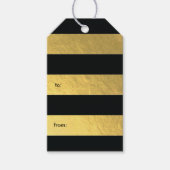 Wide Stripe Zwart en Goud Faux Folie Gift Label Cadeaulabel (Voorkant)