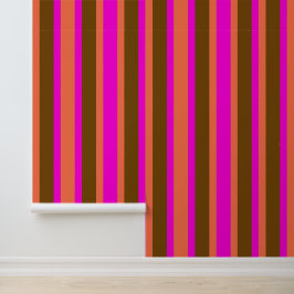 Wide Stripes Pink and Brown Behang