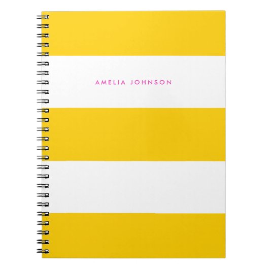 Wide Yellow en Cream Stripes Notitieboek (Voorkant)