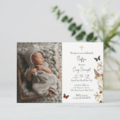 Widflower Butterfly Baptism aangepaste foto Invit Kaart (Staand voorkant)