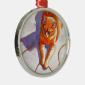 Widget Oranje Tabby Afspeelreeks Metalen Ornament (Rechts)