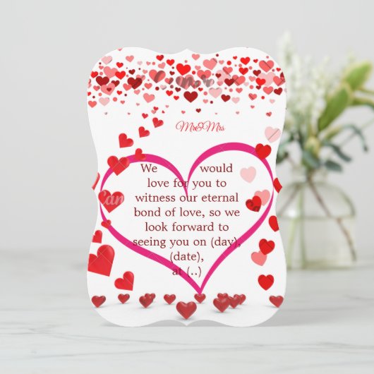 Widing invitation  kaart (Staand voorkant)