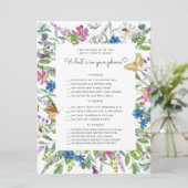 Widlfloral floral Baby shower telefoon spel kaart (Staand voorkant)