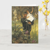 Widower van Tissot,  Victoriaans portret kunst Kaart (Gele Bloem)