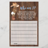 Wie ben ik AA Cowboy Roze Baby shower Game Kaart (Voorkant)