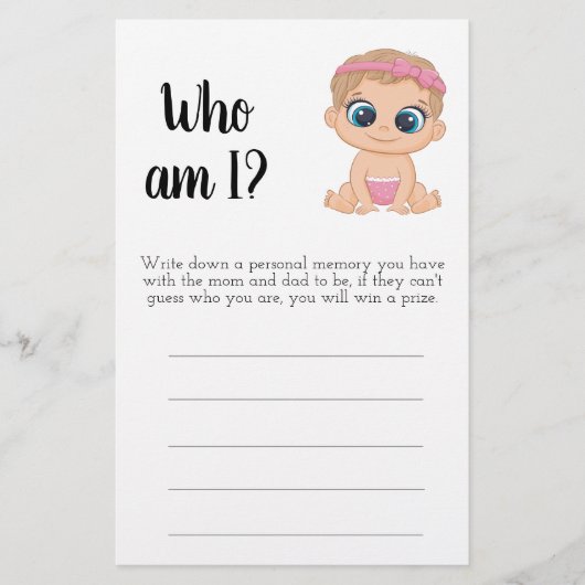 Wie ben ik? Baby meisje Flyer (Voorkant)