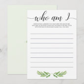 Wie ben ik Baby shower game Gender Neutral (Voorkant / Achterkant)