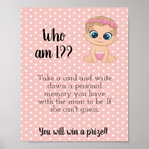 Wie ben ik? Baby shower Game Sign afdrukbaar Poster