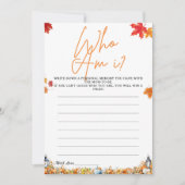 WIE BEN IK BABY SHOWER SPEL EEN BEETJE POMPOEN KAART (Voorkant)