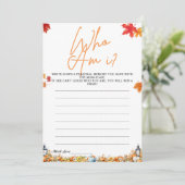 WIE BEN IK BABY SHOWER SPEL EEN BEETJE POMPOEN KAART (Staand voorkant)