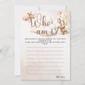 WIE BEN IK Baby shower Spel Schattige Beer Kaart (Voorkant)