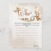 WIE BEN IK Baby shower Spel Schattige Beer Kaart (Voorkant / Achterkant)