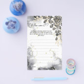 Wie ben ik Black Rozen Vrijgezellenfeest Game Card Flyer (Enkel)