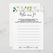 wie ben ik bruids baby shower spel kaart (Voorkant / Achterkant)