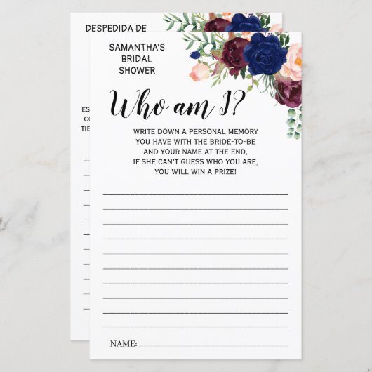 Wie ben ik? Bruidsmeisjesfeest spel nederlands spa (Voorkant / Achterkant)