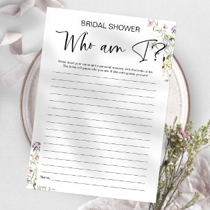 Wie Ben Ik Bruiloftsspel Wildflower Kaart