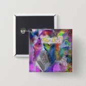 Wie ben ik Button? Vierkante Button 5,1 Cm (Voorkant /achterkant)