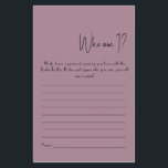 Wie ben ik? Flyer voor douche spel<br><div class="desc">Maak het tot uw eigen door uw tekst toe te voegen. Om geavanceerde bewerkingstools te openen, gaat u naar "Personaliseer", scrolt omlaag en klikt op de link "klik om verder aan te passen". Voor meer bijpassende ontwerpen klikt u op de link "Andere producten uit deze collectie"</div>