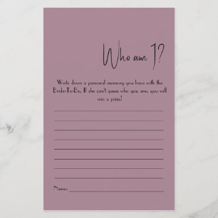 Wie ben ik? Flyer voor douchefeestje