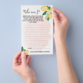 Wie ben ik? Lemon Pink Vrijgezellenfeest Game Kaar Flyer (Hand)