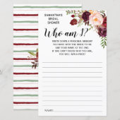 Wie ben ik? Marsala Flowers Vrijgezellenfeest Game (Voorkant / Achterkant)