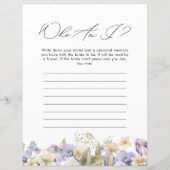 Wie ben ik Paarse Bloemen Vrijgezellenfeest spel (Voorkant)