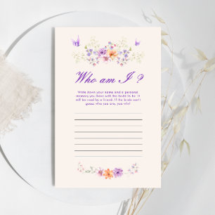 Wie ben ik Paarse vlinder Vrijgezellenfeest spel