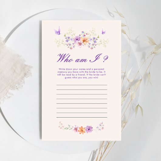 Wie ben ik Paarse vlinder Vrijgezellenfeest spel