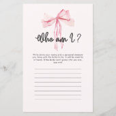 Wie ben ik Pink Ribbon Vrijgezellenfeest spel (Voorkant)